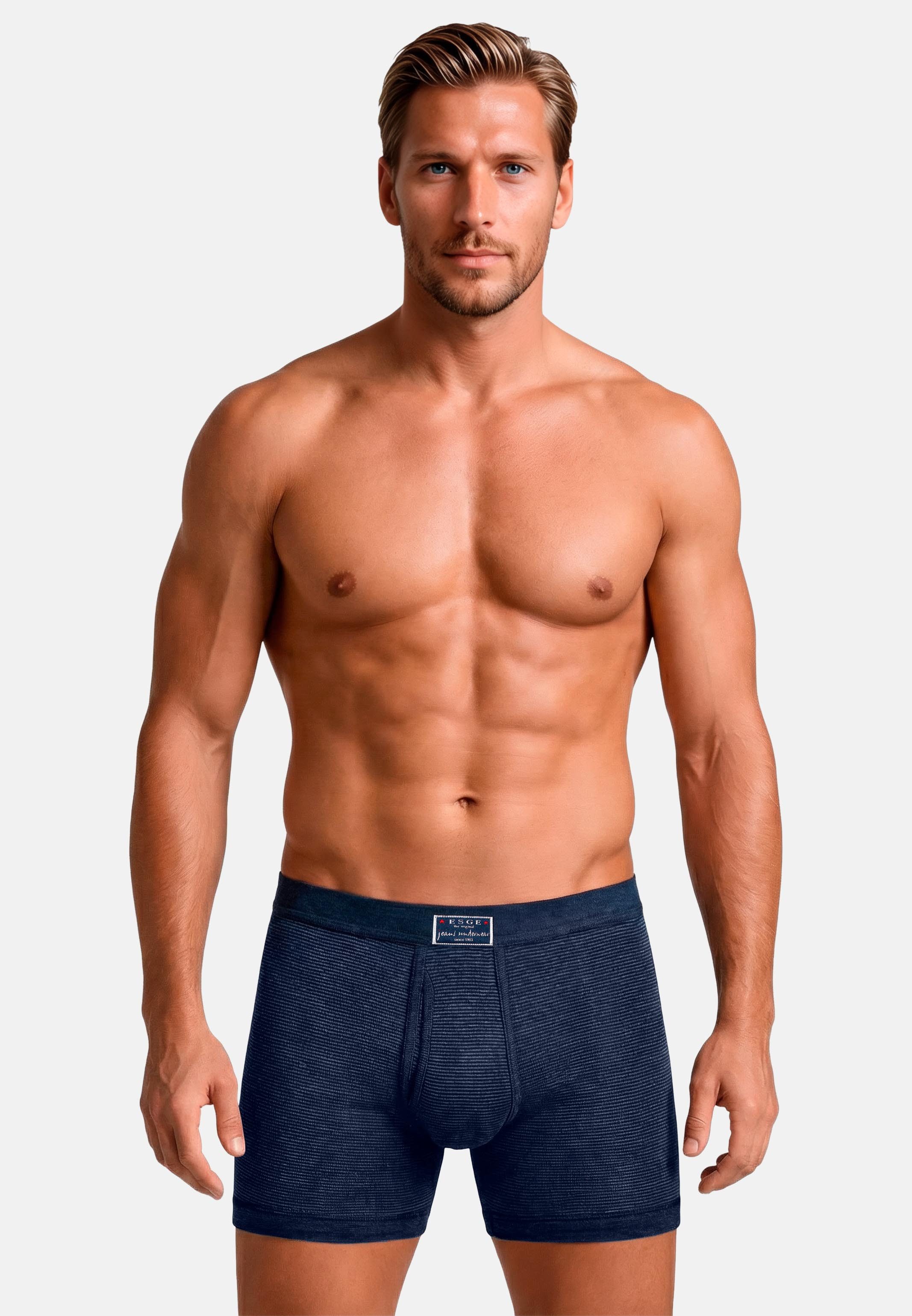 ESGE - Die Wäsche-Macher Retro Boxer 3er Pack - Feinripp Jeans (Spar-Set, 3-St) Retro Short / Pant - Baumwolle - mit Eingriff - Ohne Seitennähte