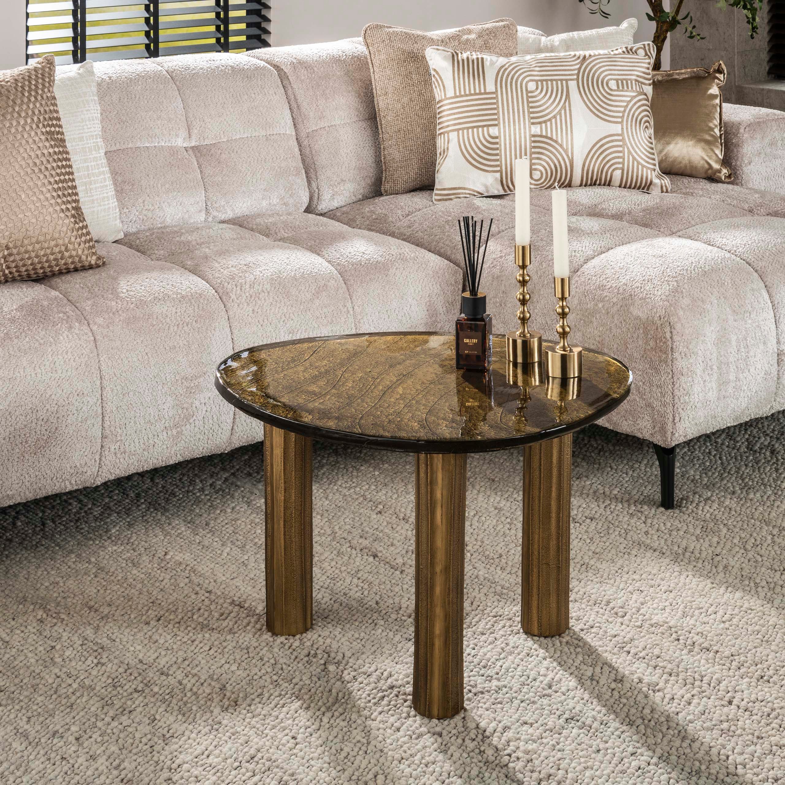 alesvelt Couchtisch ECLIPSE LUCA Größe L Organischer Gussglas-Tisch (1-Tisch), 70x59x45cm