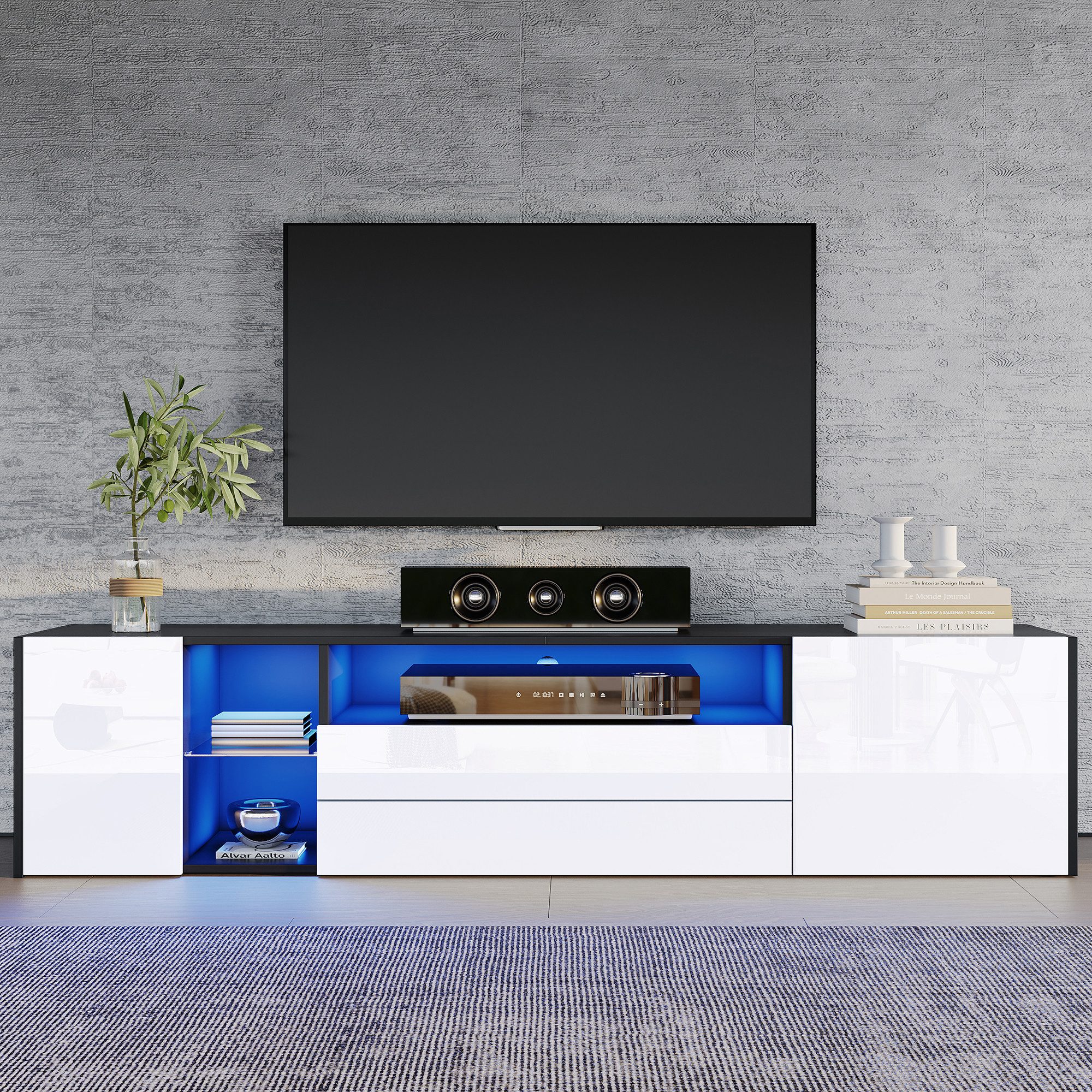 OKWISH Lowboard für 75-Zoll-Fernseher (Fernsehtisch, Wohnzimmermöbel, günstig online kaufen