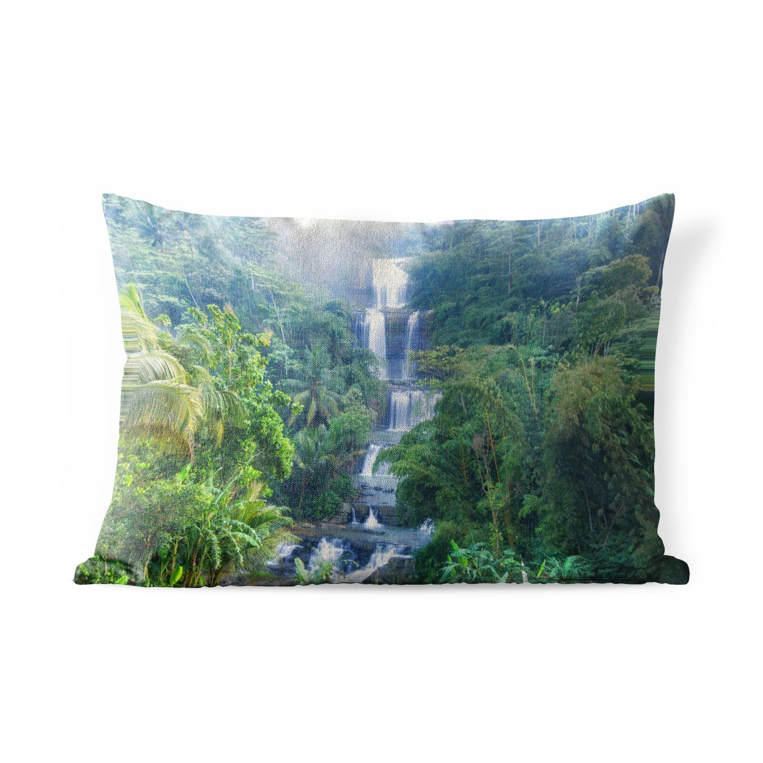 Polyester, Kissenhülle Indonesien, Outdoor-Dekorationskissen, MuchoWow in Dekokissenbezug, Dekokissen Wasserfälle