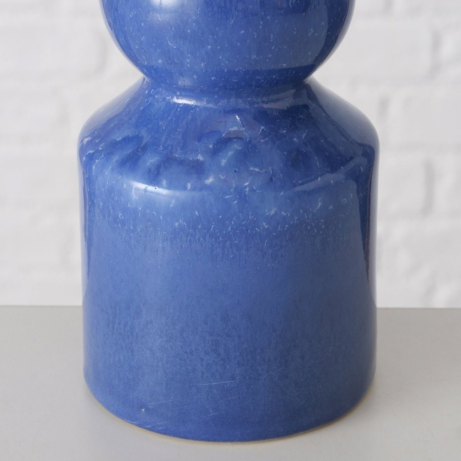 BOLTZE GRUPPE GmbH Kerzenleuchter PERUYA, H 16 cm, Blau, Steingut, für Stabkerzen, (1 St), mit Reaktivglasur