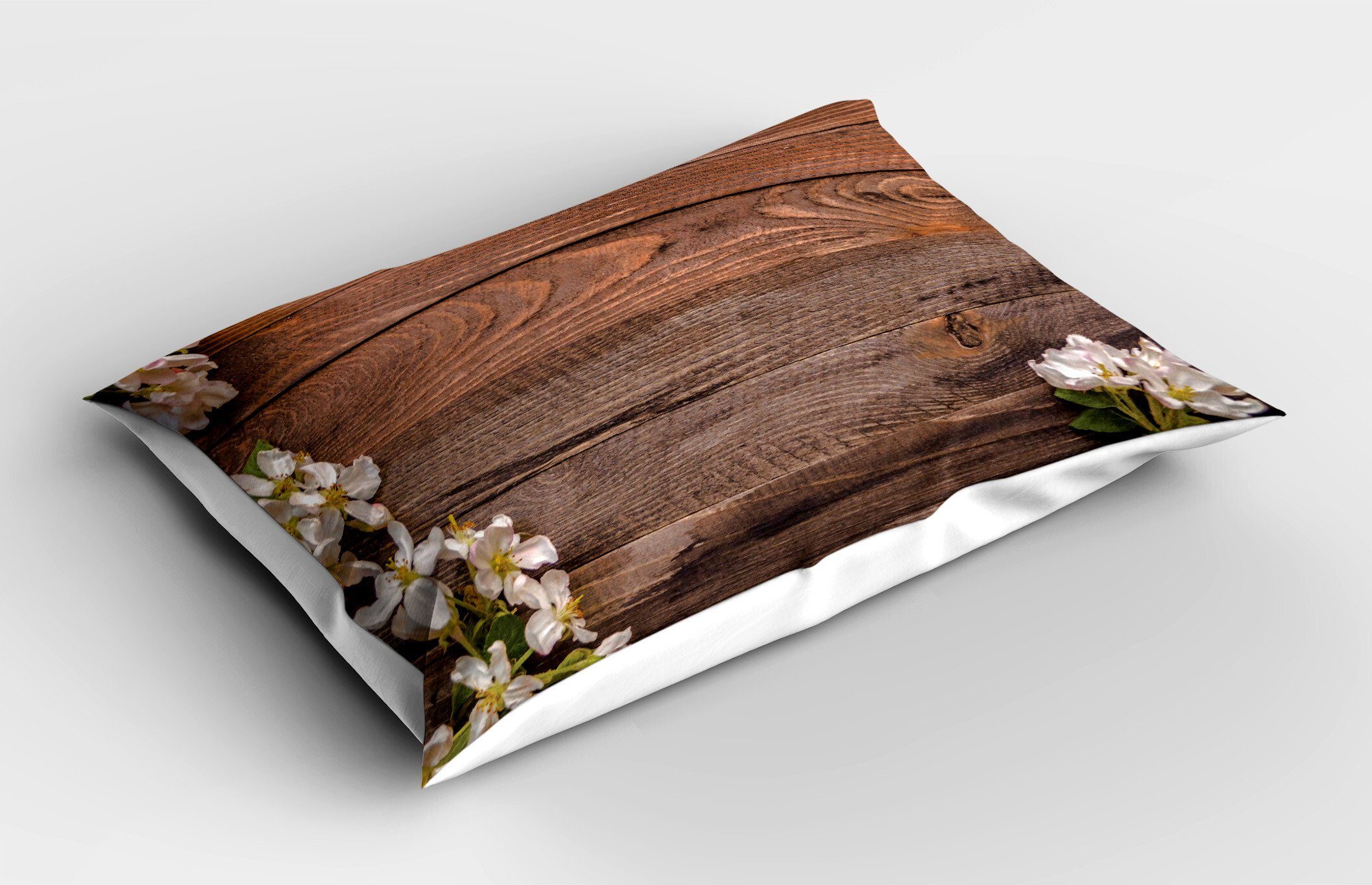 Kissenbezüge Dekorativer Queen Size Gedruckter Kopfkissenbezug, Abakuhaus (1 Stück), rustikales Holz Weiße Blüten-Arrangement
