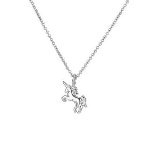 Fancifize Kette mit Anhänger Einhorn Anhänger Kreuz-06, 925 Sterling Silber Halskette Anhänger, Halskette 40+5cm