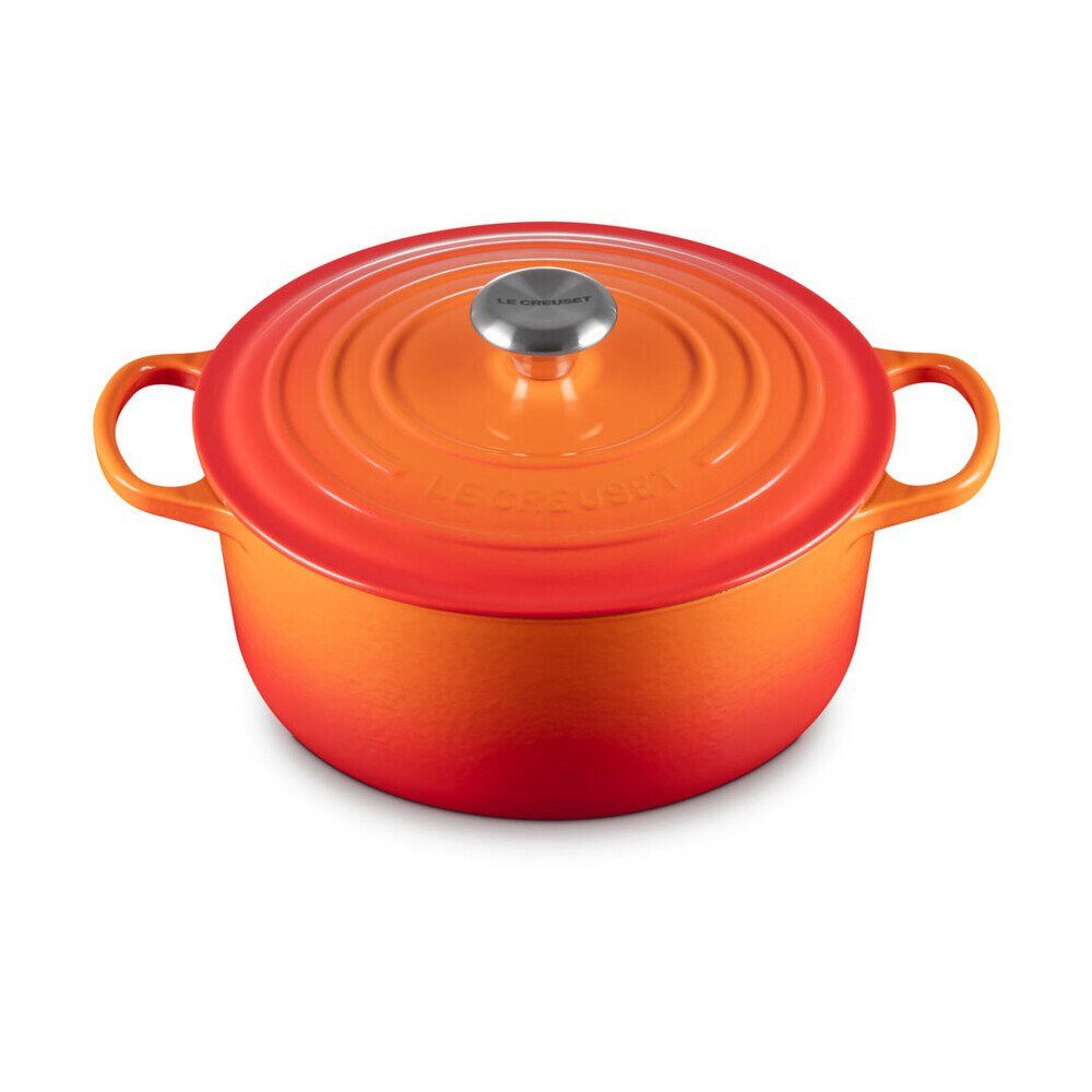 LE CREUSET Bräter Bräter mit Deckel 26 cm Signature Ofenrot, Emailliertes Gusseisen, Schmortopf, Cocotte, Bratentopf, ca. 5-6 Personen, Ø26cm, Gusseisen