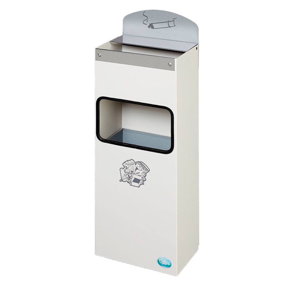 PROREGAL® Aschenbecher Robuster Wandascher Schild 4L 55x14,5x22cm Weiß