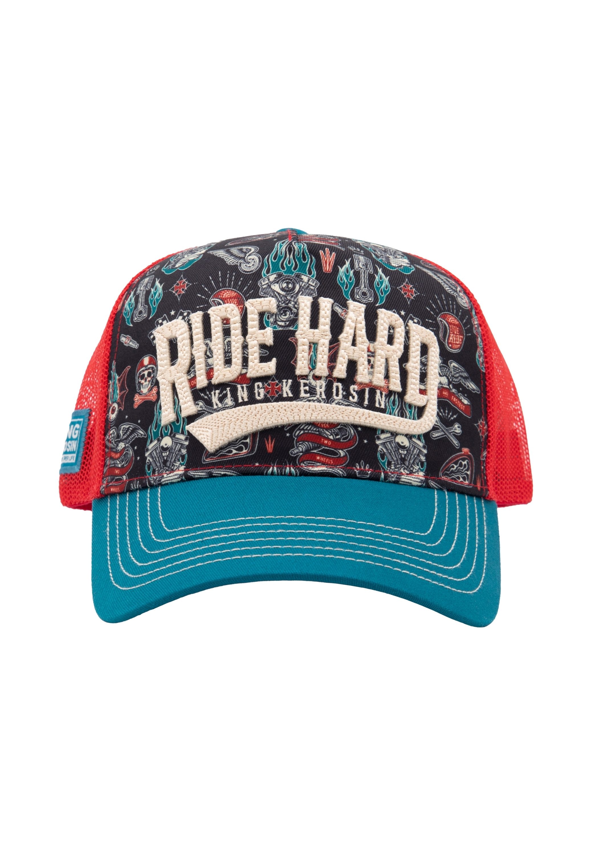 KingKerosin Trucker Cap Ride Hard (1-St) Front mit Allover-Print