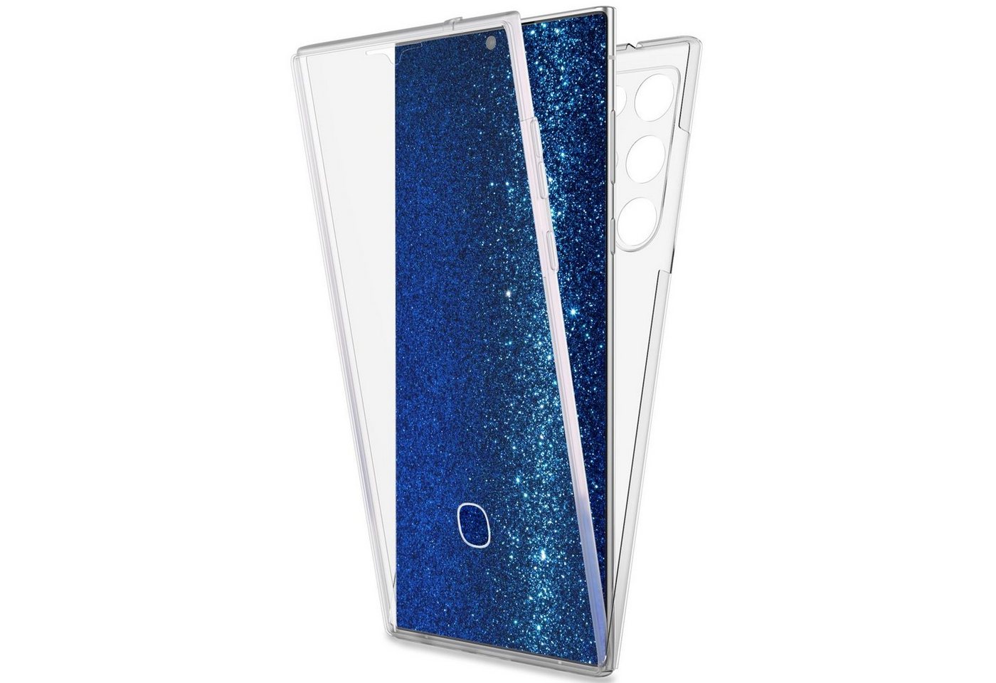 Nalia Smartphone-Hülle Samsung Galaxy S22 Ultra 17,3 cm (6,8 Zoll), Klare 360 Grad Hülle / Rundumschutz / Transparent / Displayschutz Case