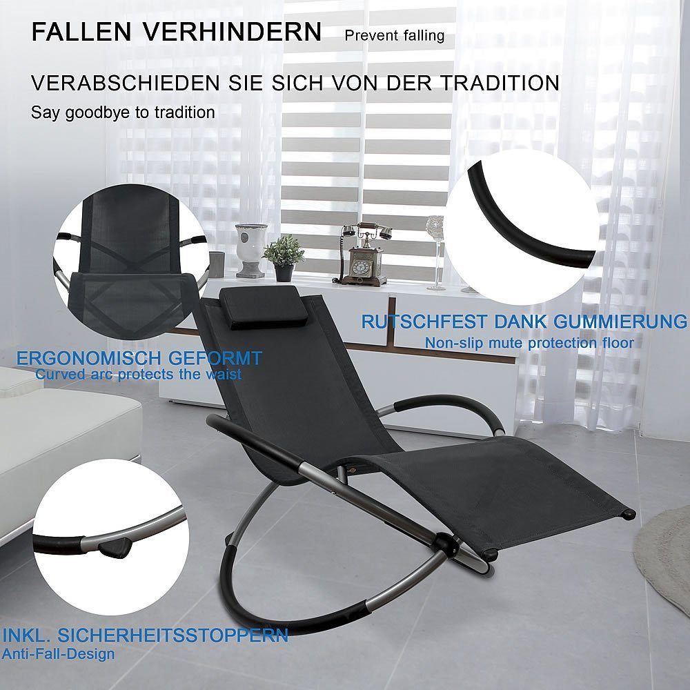 Melko Relaxliege Relaxliege Sonnenliege Liegestuhl Faltbar Strandliege Schaukelstuhl, Stück, Maximale Belastung: 200kg