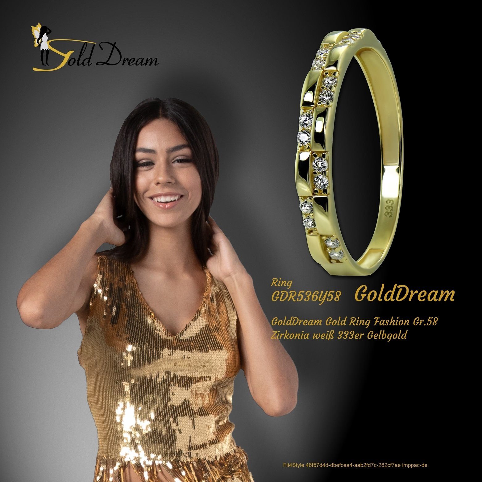 weiß 333 Ring Karat, Ring GoldDream (Fingerring), gold, GoldDream Gelbgold Goldring Fashion Gr.58 8 Farbe: Damen Gold Fashion -