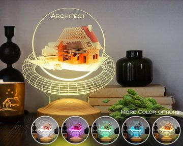 Geschenkelampe LED Nachttischlampe Architekt 3D Geschenke für Innenarchitekt, Abschluss, Berufseinstieg, Leuchte in 7 Farben, LED fest integriert, Geschenke für Abschluss, Berufseinstieg, Architekt