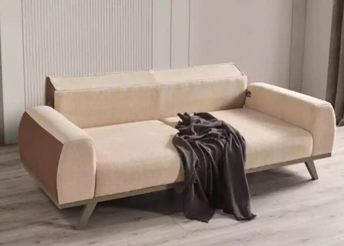 JVmoebel 3-Sitzer Dreisitzer Stoffsofas Sofa 3 Sitzer Beige Luxus Couchen Stoff Couch, 1 Teile, Made in Italy