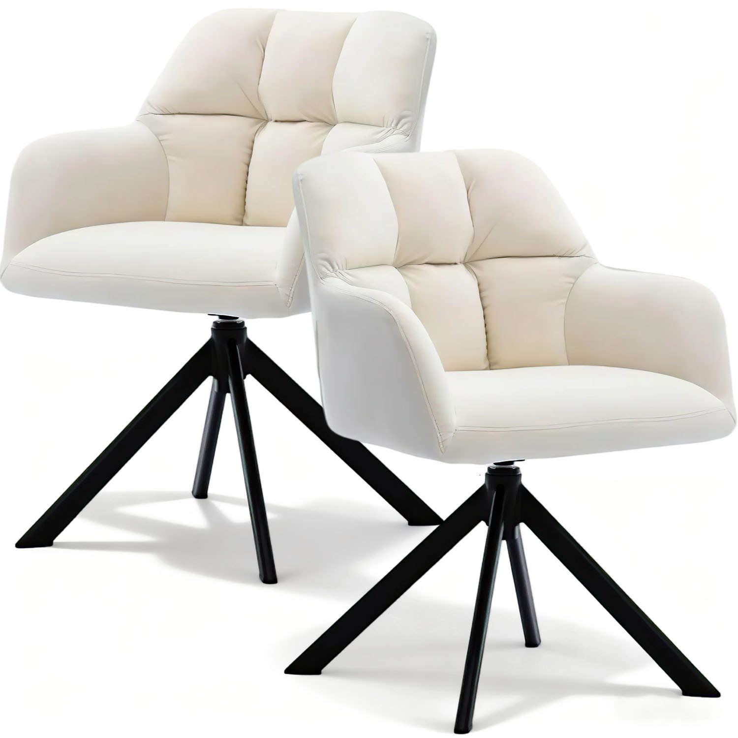 IDEASY Esszimmerstuhl Drehbarer Samtstuhl mit Armlehnen, gepolsterter Komfortstuhl 59×80cm (Zweiteiliges Set), Eleganter Home-Office-Stuhl aus Samt, 360° drehbar, mit Rückenlehne