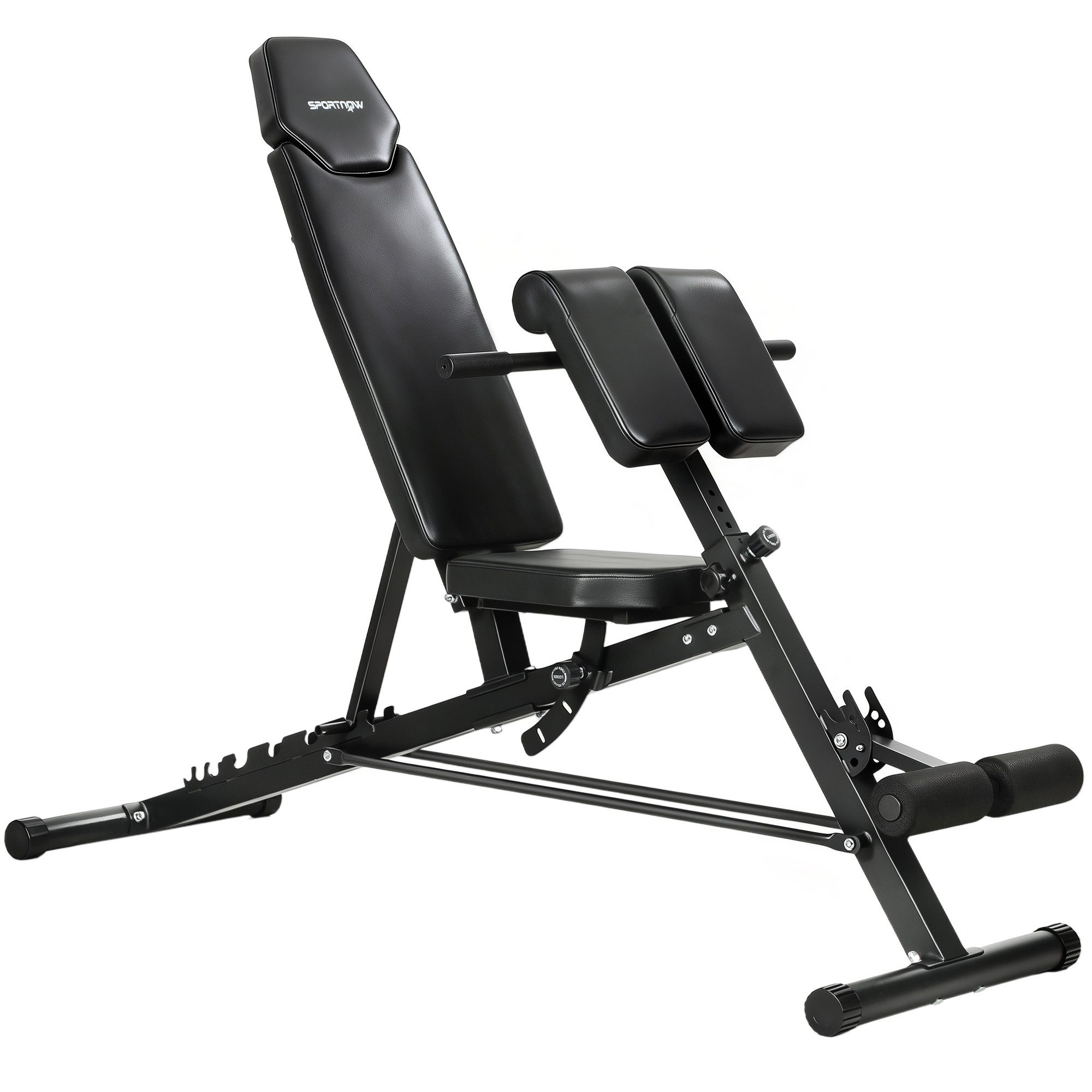 SPORTNOW Hantelbank mit Beinstrecker, Curlpult, 6-Fach Rückenlehne, verstellbar Sitz, (Trainingsbank, 1-tlg., Schrägbank), 150 kg Last für Ganzkörpertraining Home Gym