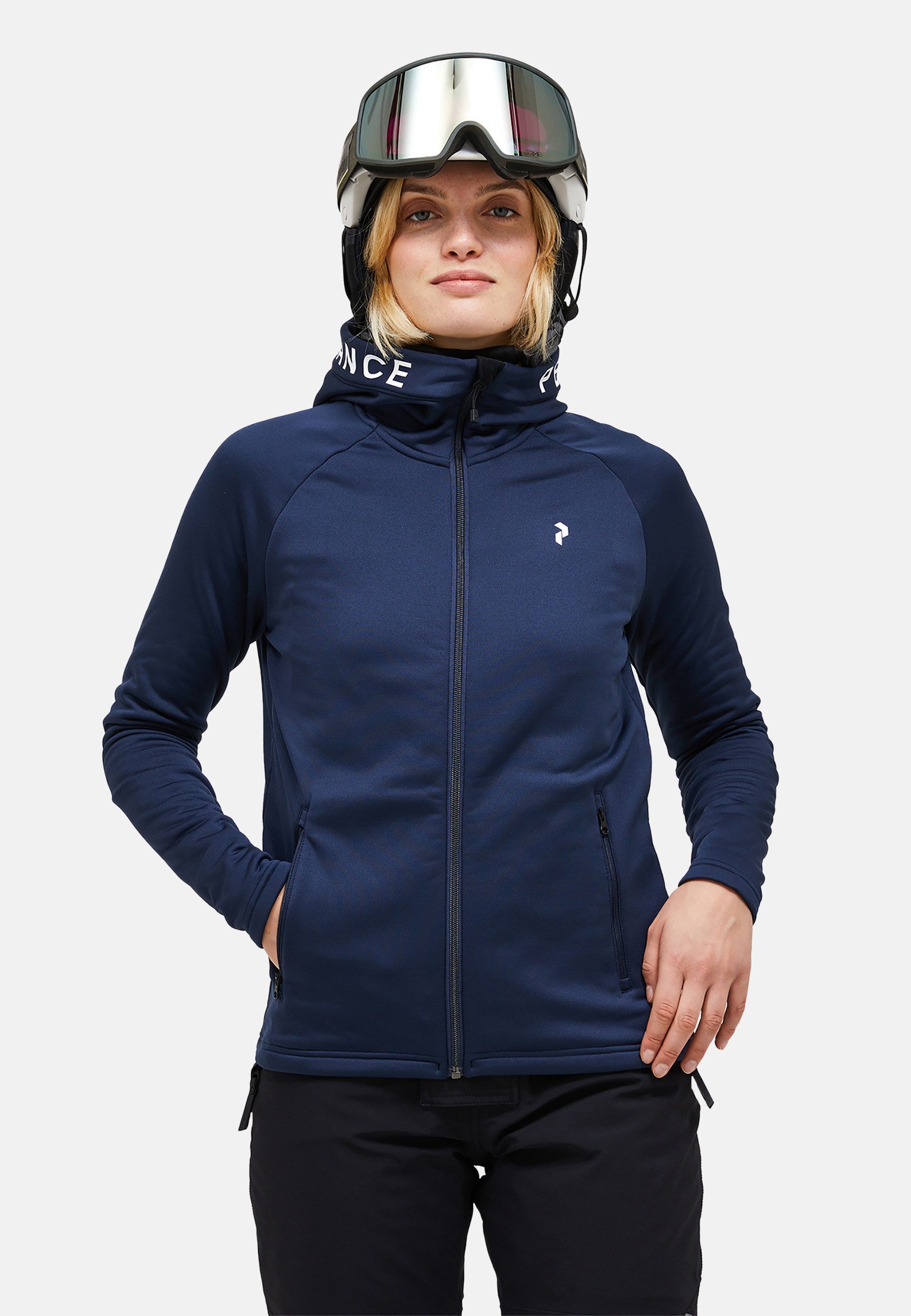 Peak Performance Fleecejacke W Rider Zip Hood mit Label-Applikationen