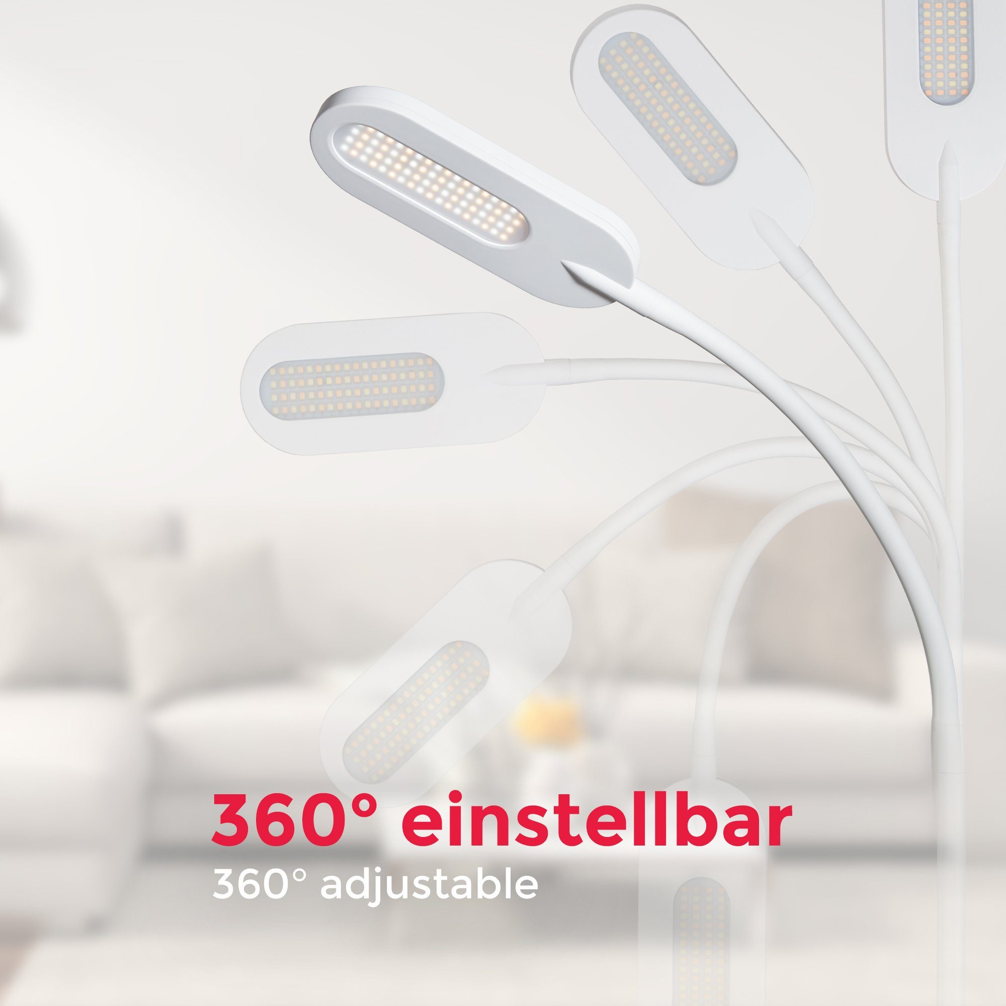 Neutralweiß, integriert, Stehlampe, Kaltweiß, Helligkeitsstufen, Touch inkl. Memory LED Warmweiß, LED schwenkbar dimmbar 600lm fest 8W B.K.Licht Stehleuchte Memoryfunktion, Dimmfunktion, LED weiß mehrere &