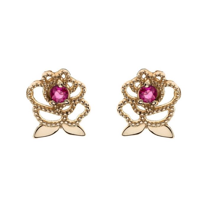 DISNEY Jewelry Paar Ohrhänger Disney Mädchen-Kinderohrring 375er Gelbgold Rubin