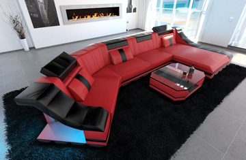 Sofa Dreams Wohnlandschaft »Turino - C Form Ledersofa«, mit LED, wahlweise mit Bettfunktion als Schlafsofa, Designersofa