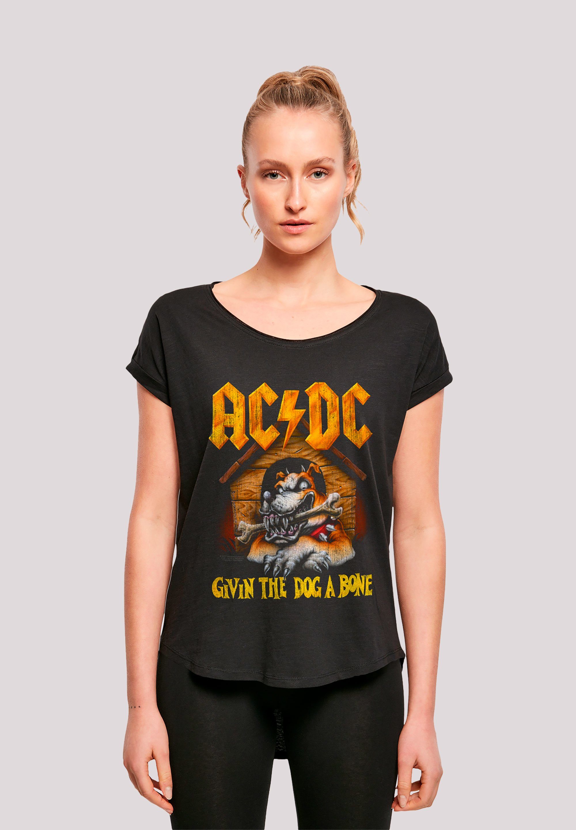 F4NT4STIC T-Shirt ACDC Givin The Dog A Bone Rock Metal Musik Damen,Premium Merch,Lang,Longshirt,Bandshirt