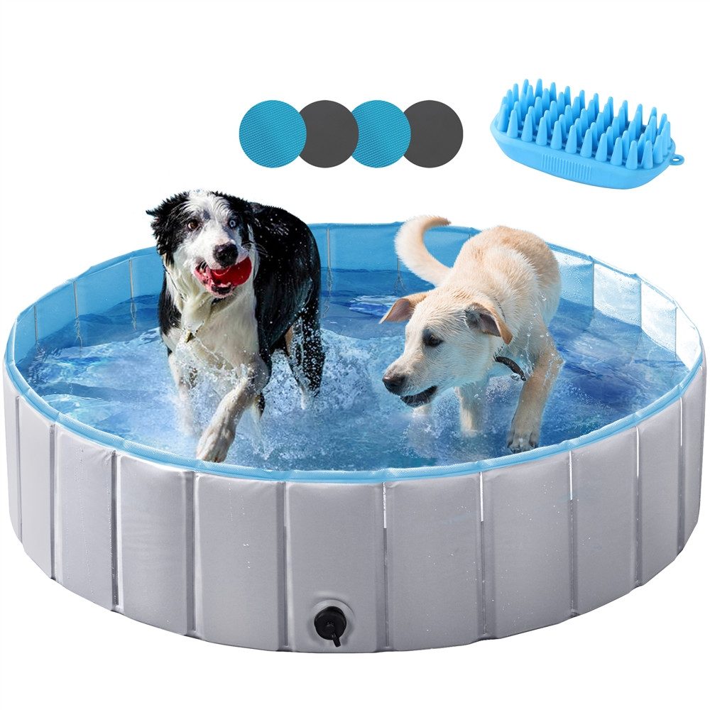Yaheetech Hundepool Ø 100/120/140/160/180 cm, Planschbecken für Hunde Swimmingpool Hundebadewanne, faltbar