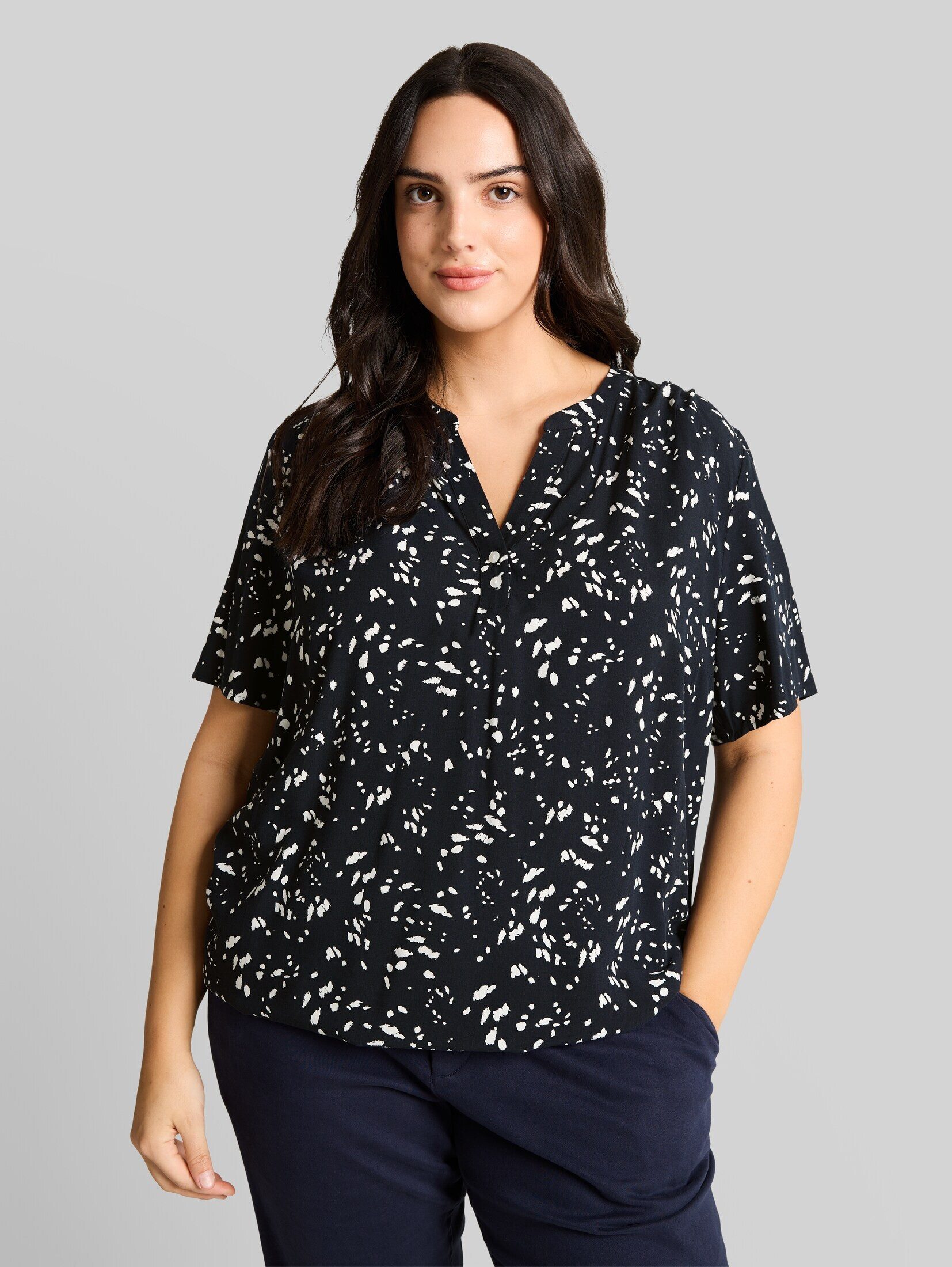 TOM TAILOR PLUS Kurzarmbluse Blusen & Shirts Plus Size - Bluse mit Muster