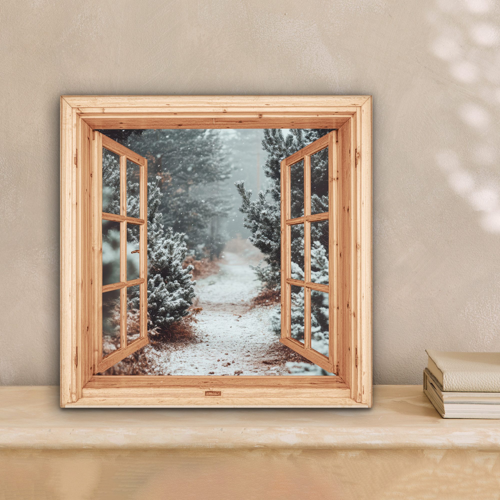 OneMillionCanvasses® Leinwandbild Wald - Winter - Bäume - Natur - Weg - Aus günstig online kaufen