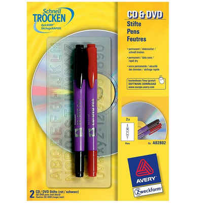 Avery Zweckform Marker 2x CD DVD Stift Permanent Marker Stifte, A4 Ordnerrücken Rückenschilder Ordner-Aufkleber