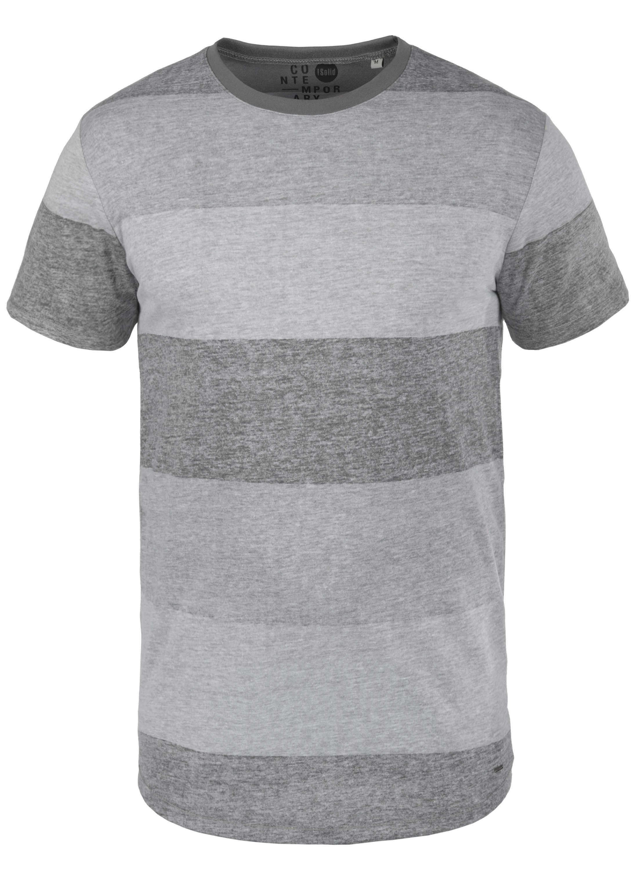 Rundhalsshirt Streifen Grey SDTeine mit Kurzarmshirt !Solid (2325) Light