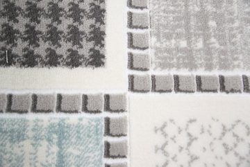 Teppich Designer Kurzflor mit Karomuster in Lila Blau Grün Grau, TeppichHome24, rechteckig, Höhe: 11 mm