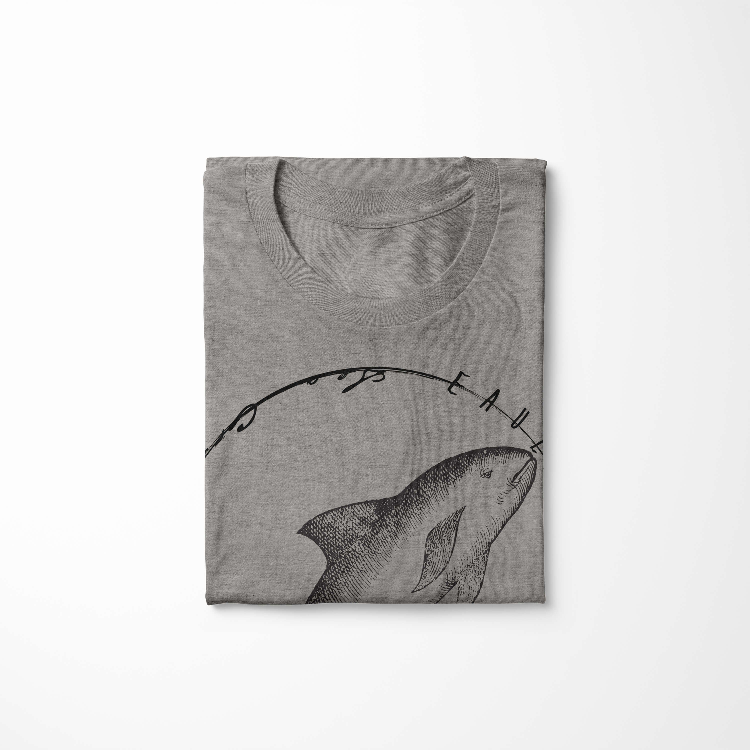 Sinus Art T-Shirt T-Shirt / Schnitt Fische Struktur Sea und Tiefsee sportlicher Ash 060 Creatures, Serie: - feine Sea