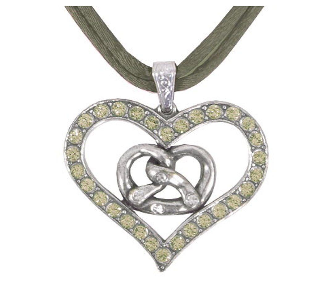 Moschen-Bayern Herzkette Trachtenkette Trachtenschmuck Herzkette Dirndlkette Breze, Halskette mit Swarovski-Kristall
