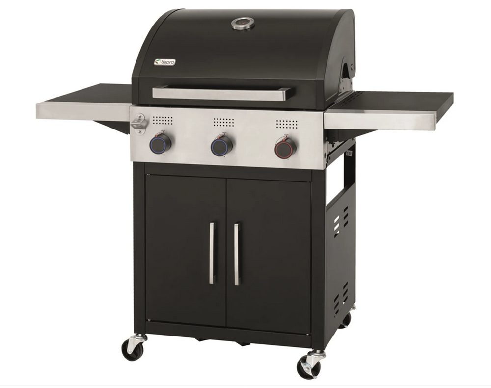 Gasgrill Keansburg 3 SE, 3-Brenner, Gussrost, abklappbare Seitenablagen