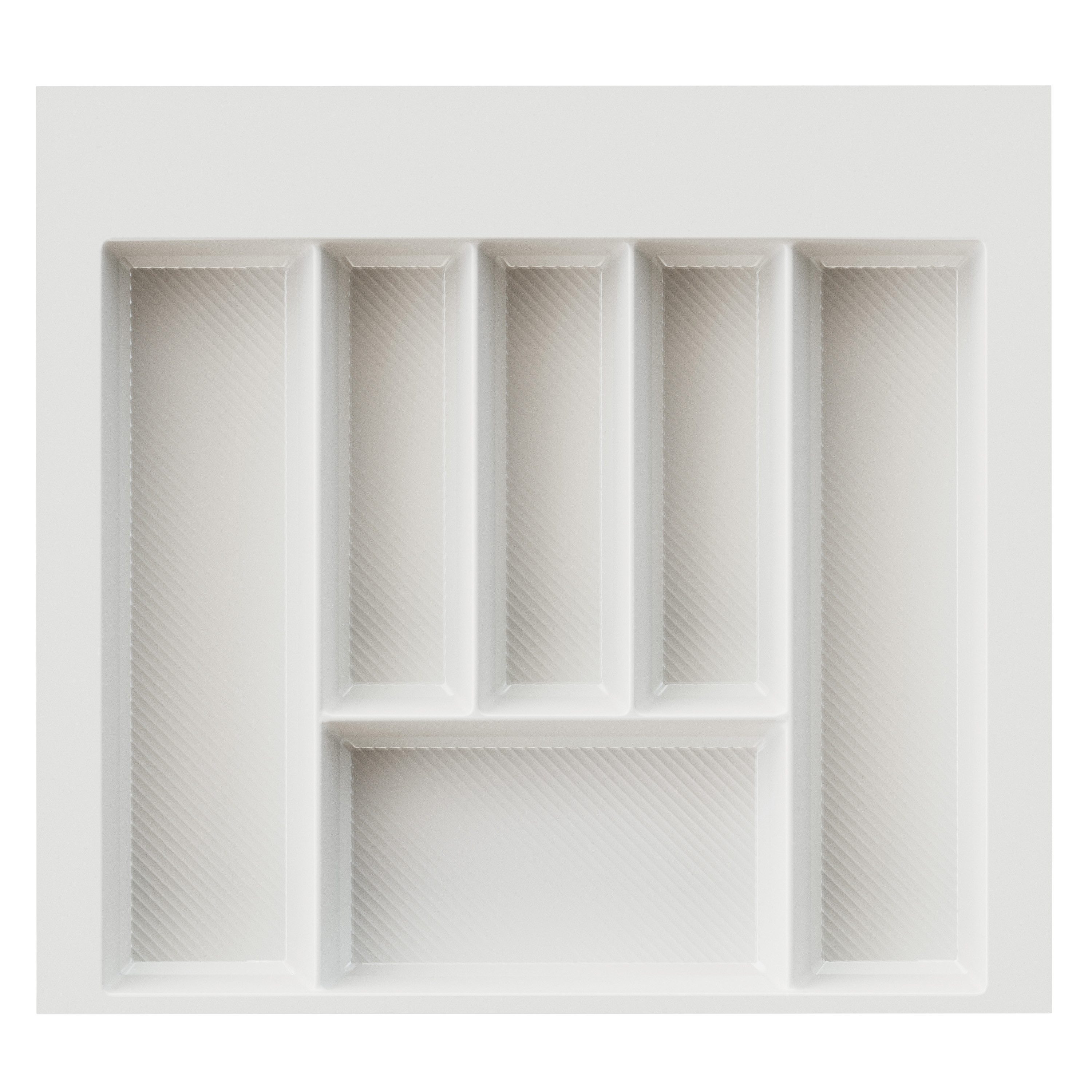 sossai® Besteckeinsatz Besteckkasten für Schubladen 40-90cm in Weiß, 55x49cm, 6 Fächer