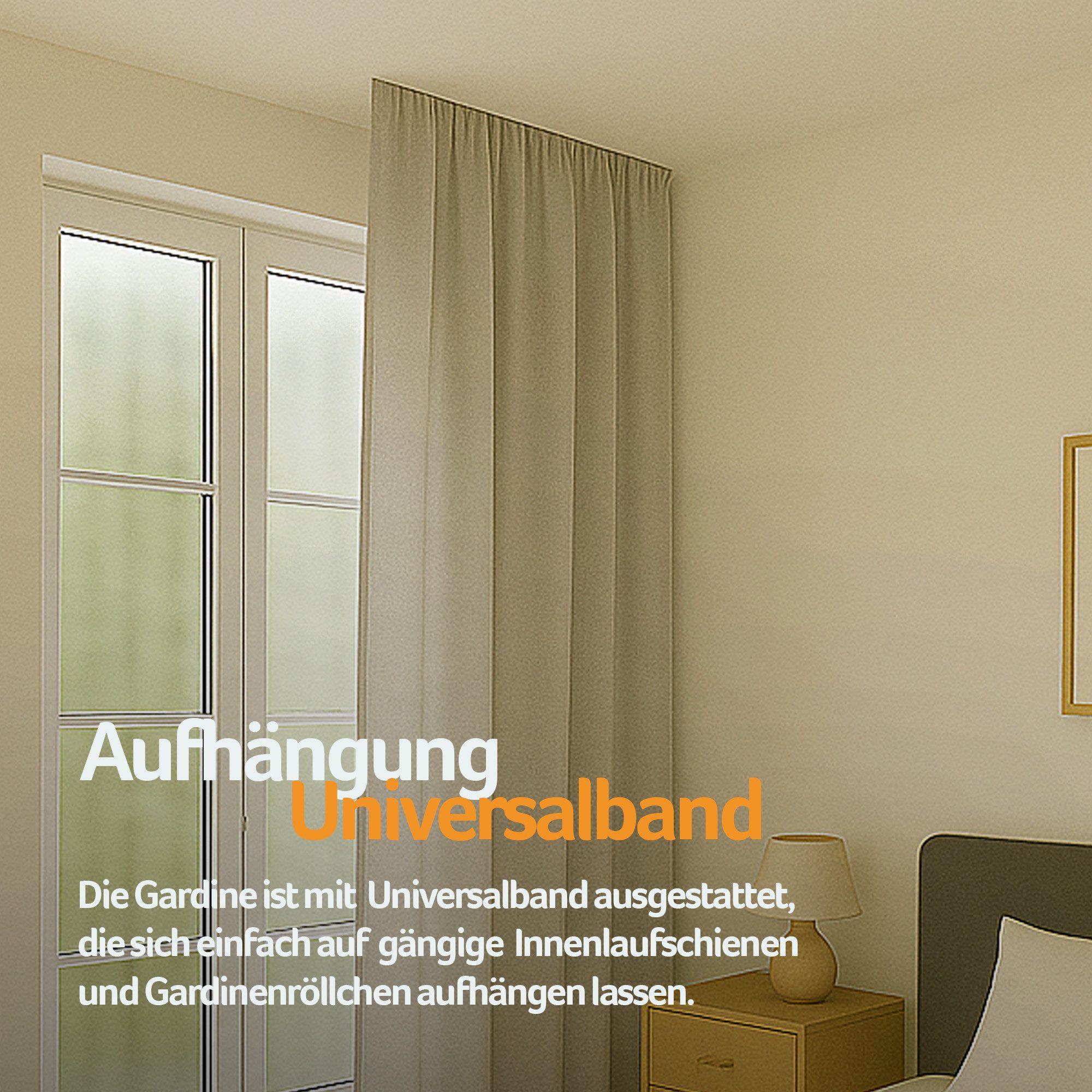 Bestlivings Vorhang "Ellen" mit Universalband (1 St), Kräuselband, blickdicht, Mikrofaser satinähnlich, einfarbig, waschbar bei 30°C, meist bügelfrei – Bild 3 von 5