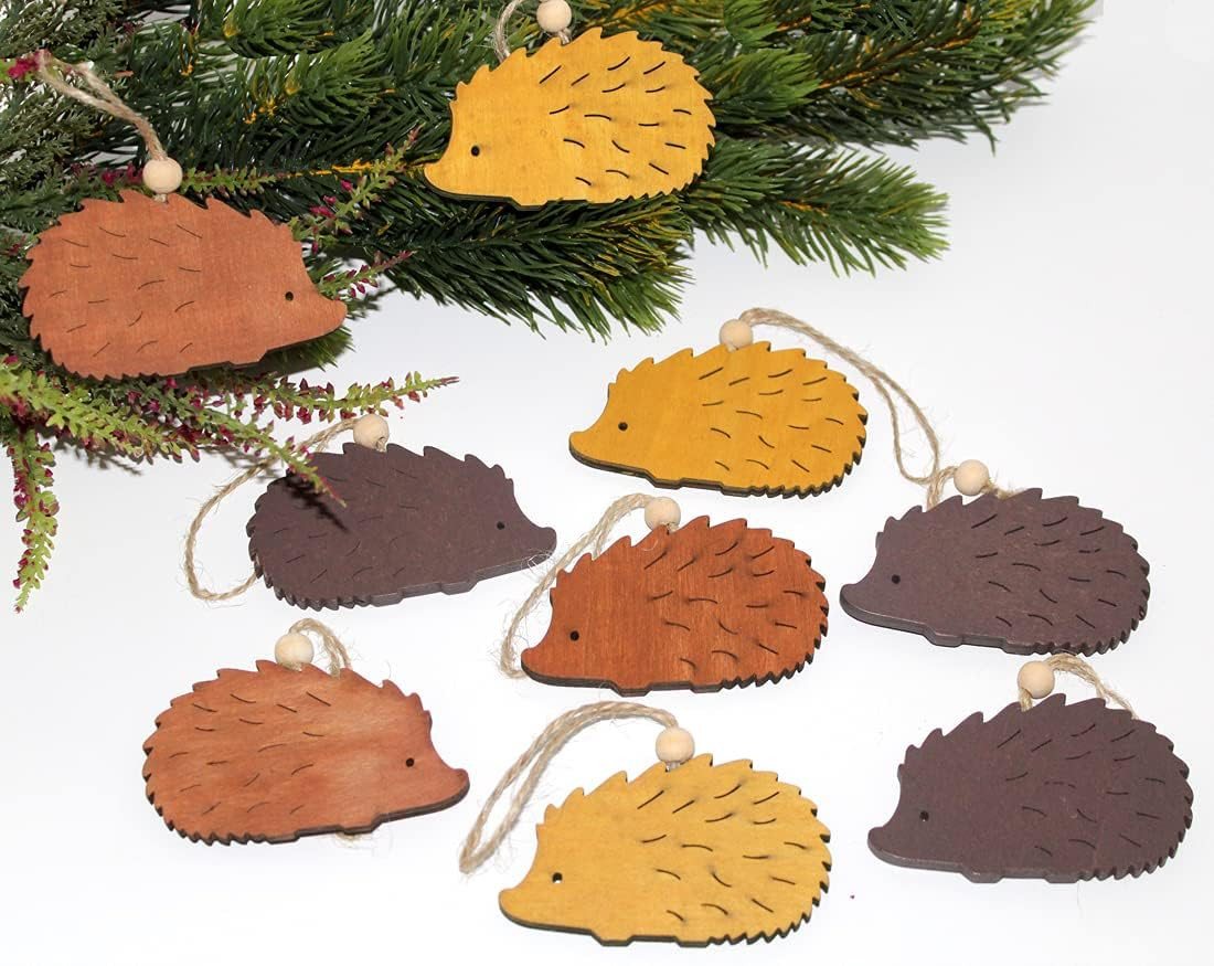 LB H&F Lilienburg Dekohänger 9er SET Igel Herbst Herbstdeko zum Hängen Anhänger Holz Fenster (Hängedekoration Hängeschmuck basteln selber machen dekorieren Ideen Dekozweig Dekoast Herbstschmuck Haustür aufhängen Fensterhänger Fensterschmuck Herbstanhänger