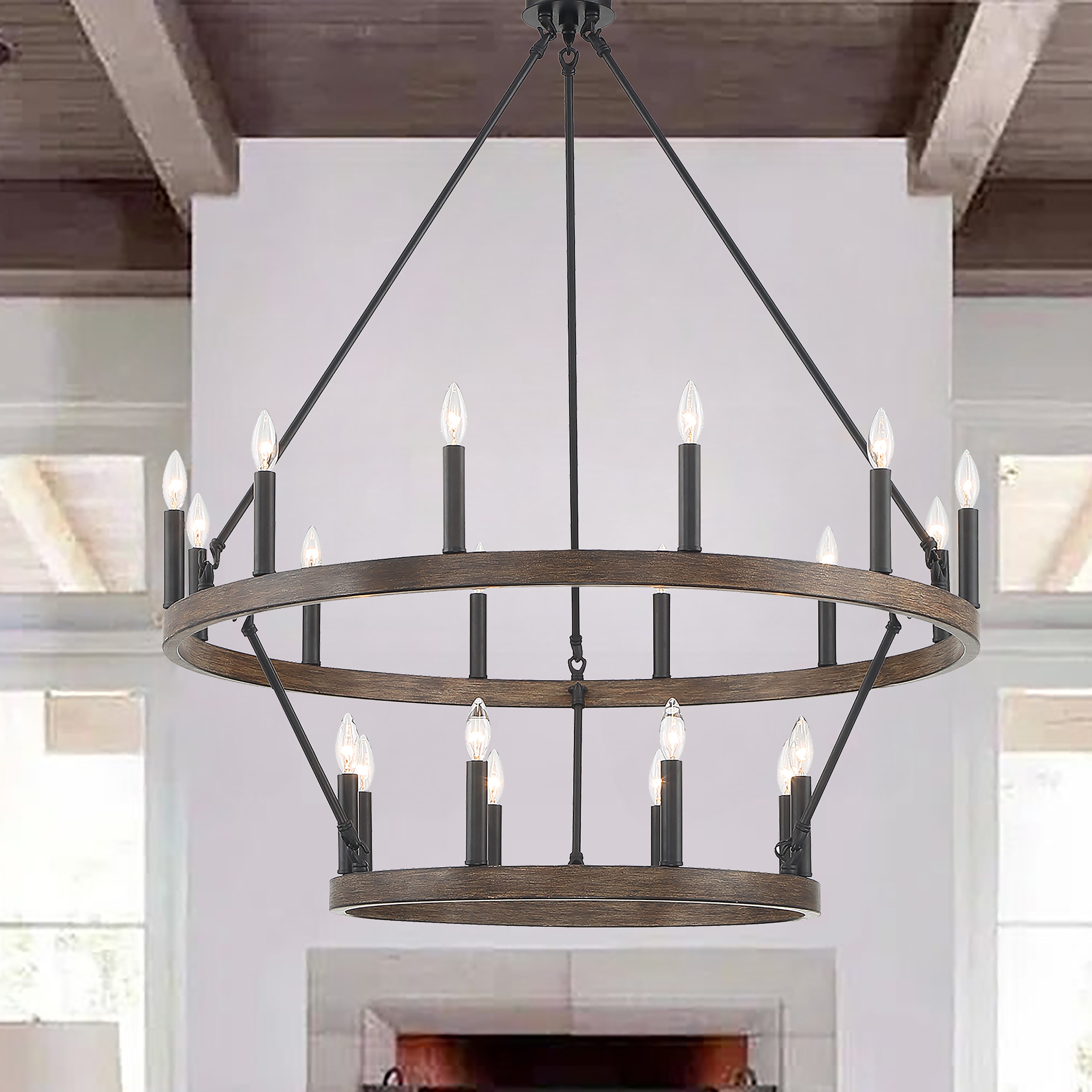MLT&RIDDLE Kronleuchter Eleganter 20-flammiger Kronleuchter im Wagenrad-Kerzenstil, ohne Leuchtmittel