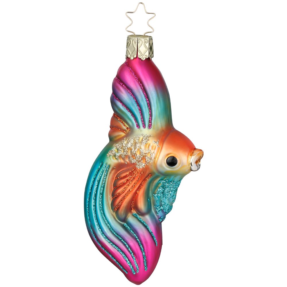 INGE-GLAS® Christbaumschmuck Schleierfisch 11cm Inge Glas maritimer Weihnachtsschmuck (1-tlg), mundgeblasen, handbemalt