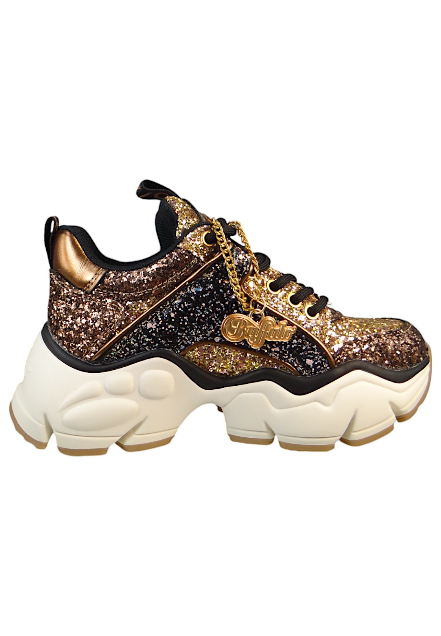 Buffalo 1636282 Binary Glam Low Top Black/Gold Sneaker