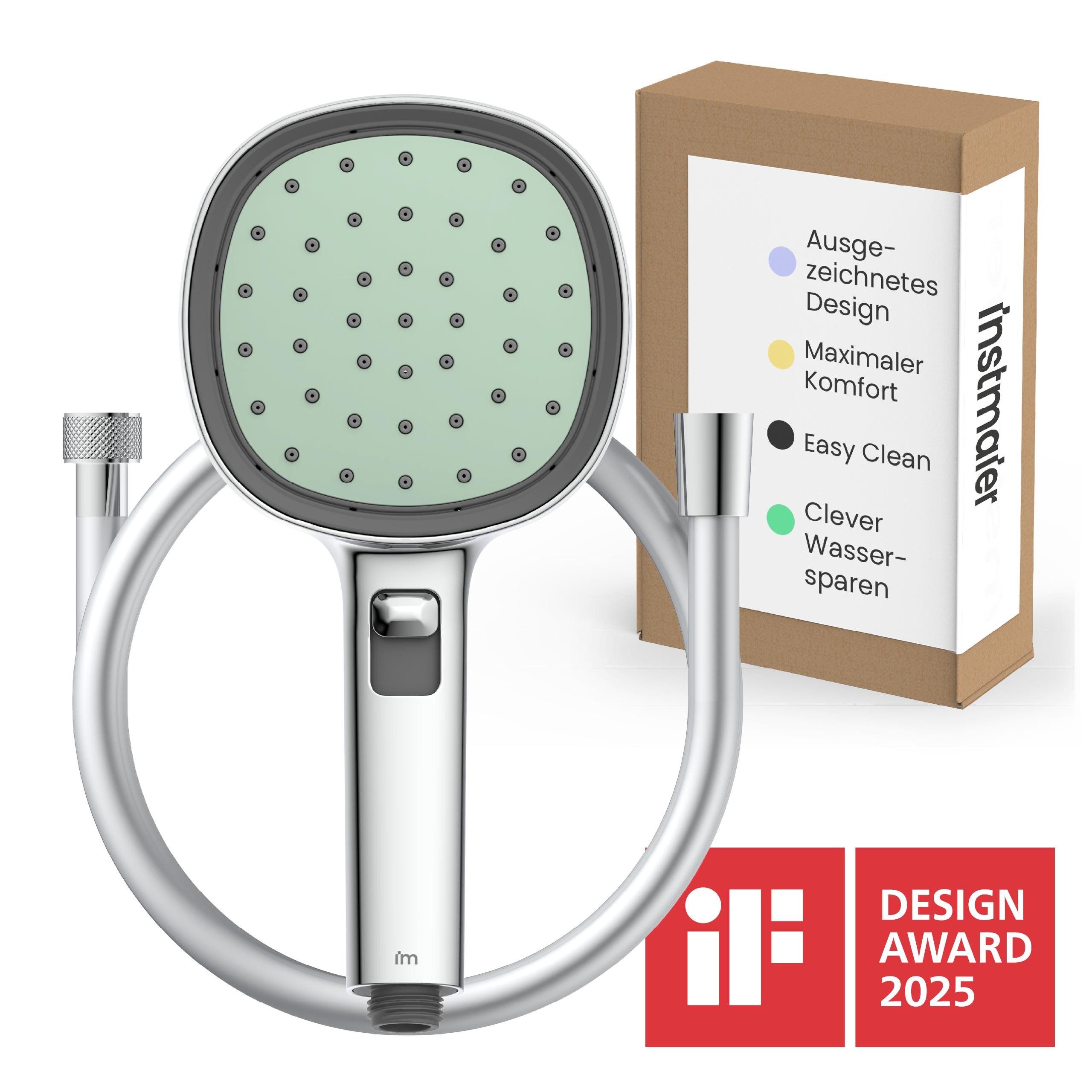 instmaier Handbrause Cleo, Design-Handbrause mit Nebelfunktion, selbstreinigend