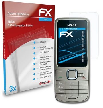 atFoliX Schutzfolie Displayschutz für Nokia 2710 Navigation Edition, (3 Folien), Ultraklar und hartbeschichtet