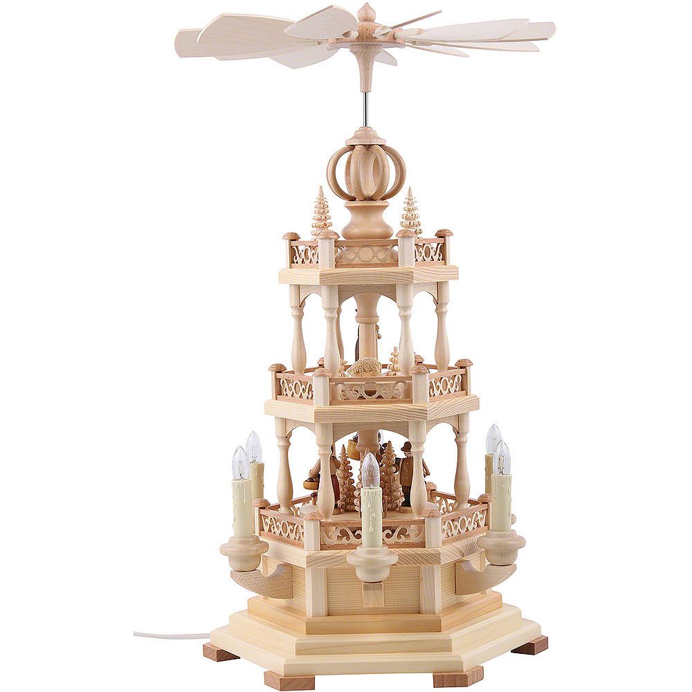 Müller Kleinkunst GmbH Seiffen Weihnachtspyramide 3-stöckige Pyramide Waldmotiv (50cm) von Müller Kleinkunst