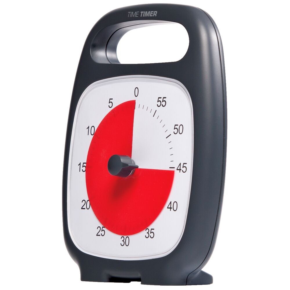 Time Timer Kurzzeitmesser Zeitdauer-Uhr Plus An- und Ausschaltknopf für Signalton 60 Min., Schwarz