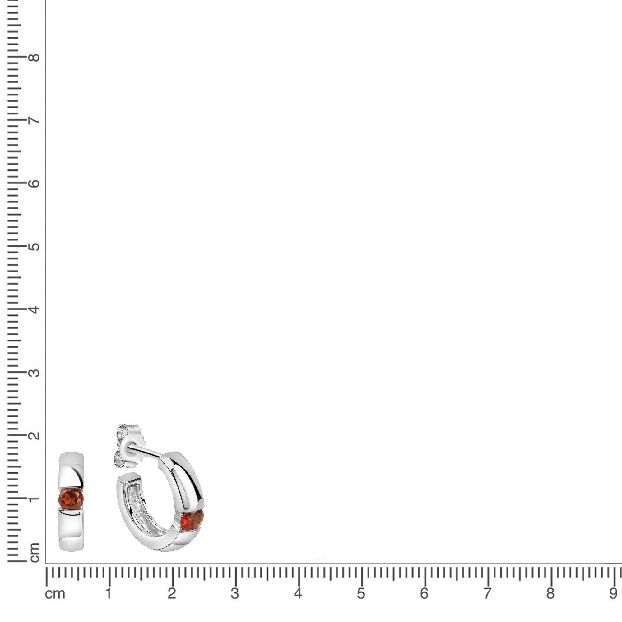 Jamelli Paar Creolen Silber 925 rhodiniert mit echtem Granat günstig online kaufen