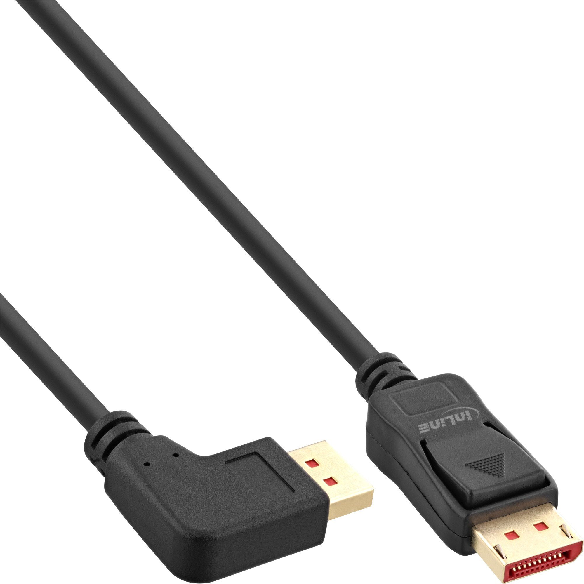 Inline InLine® DisplayPort 1.4 Kabel, 8K4K, links gewinkelt, schwarz/gold, 1m Computer-Kabel
