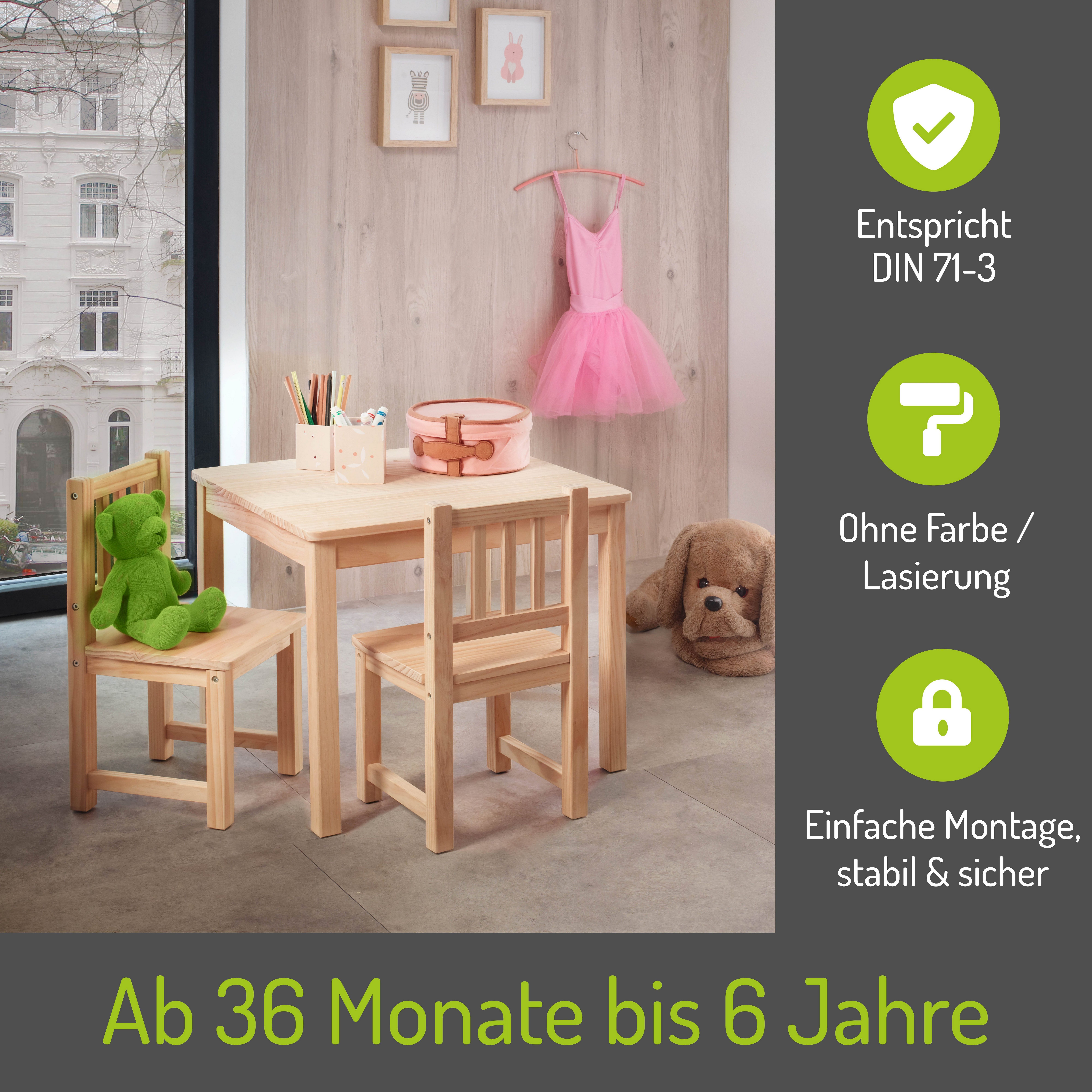 BOMI Kindersitzgruppe Holzsitzgruppe Amy, (3-tlg), Kindertischgruppe günstig online kaufen