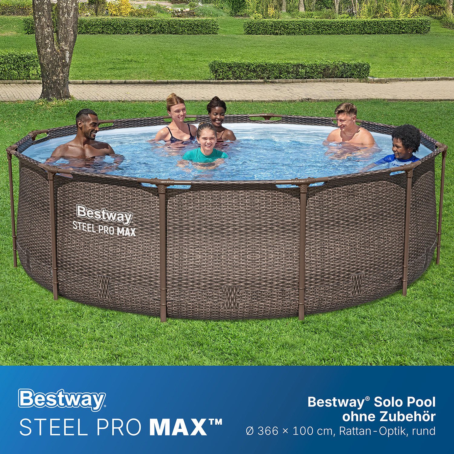 Bestway Framepool Steel Pro MAX™ (Packung, ohne Zubehör), Ø 366 x 100 cm