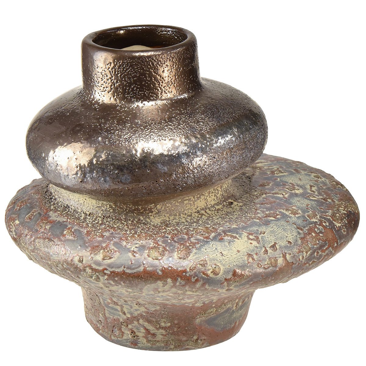 Florists Products Übertopf Keramik Vase Metallic-Look Vintage Design Dekovase 19x18x16cm