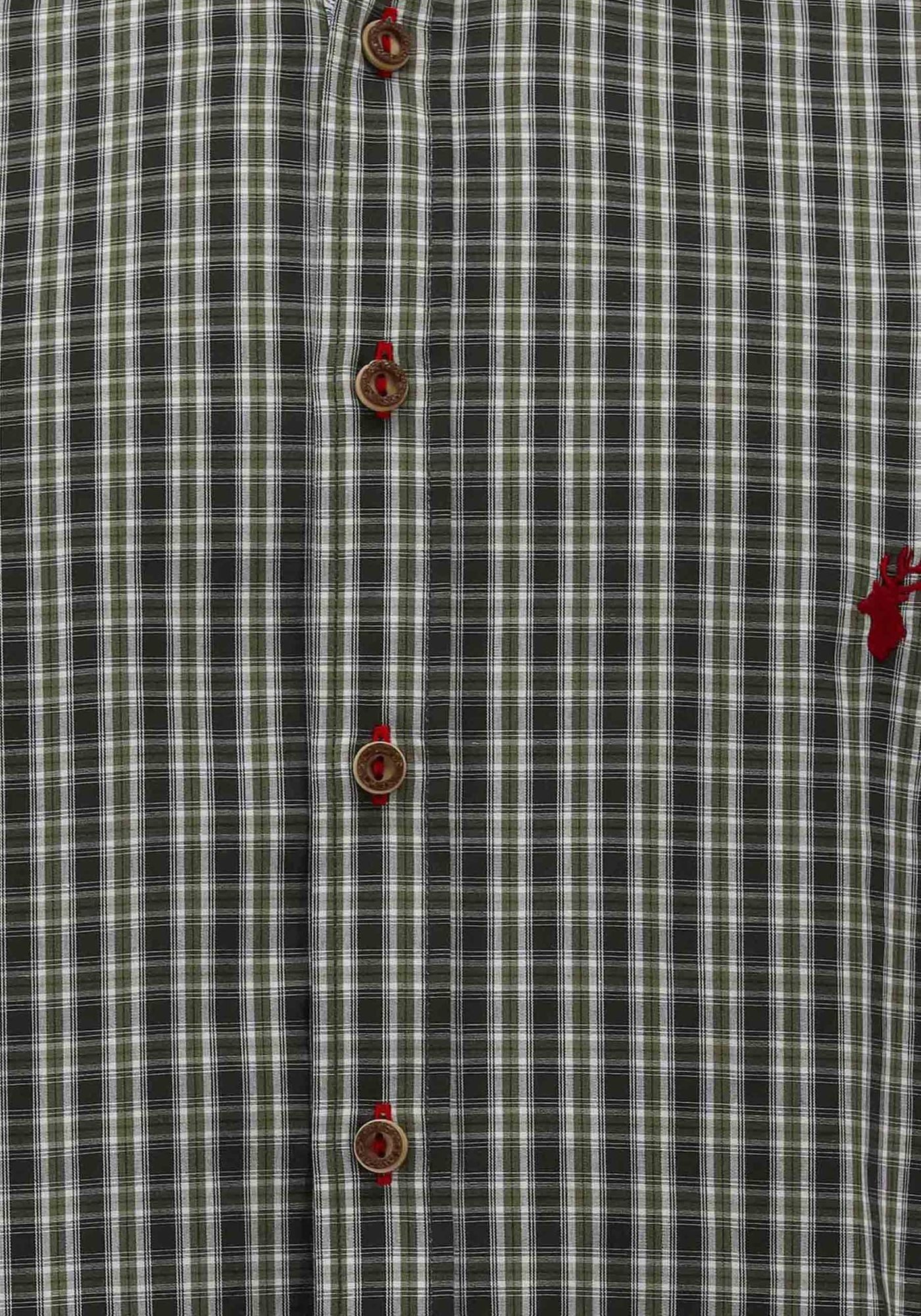 OS Trachten Trachtenhemd Wenara Slim Fit, Haifischkragen, Stick auf Vorderteil, Kontrastverarbeitung