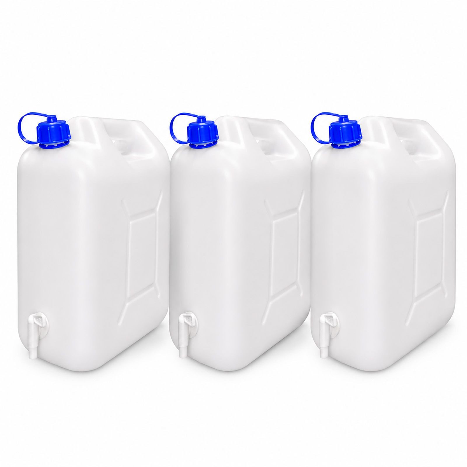 BURI Kanister 3x 15 Liter Wasserkanister mit Zapfhahn lebensmittelecht leer dicht (3 St)