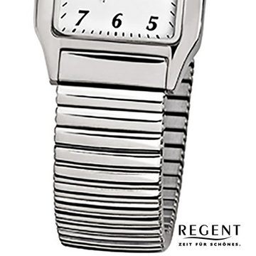 Regent Quarzuhr Regent Damen-Armbanduhr silber Analog F-268, (Analoguhr), Damen Armbanduhr eckig, klein (ca. 23x26mm), Edelstahlarmband