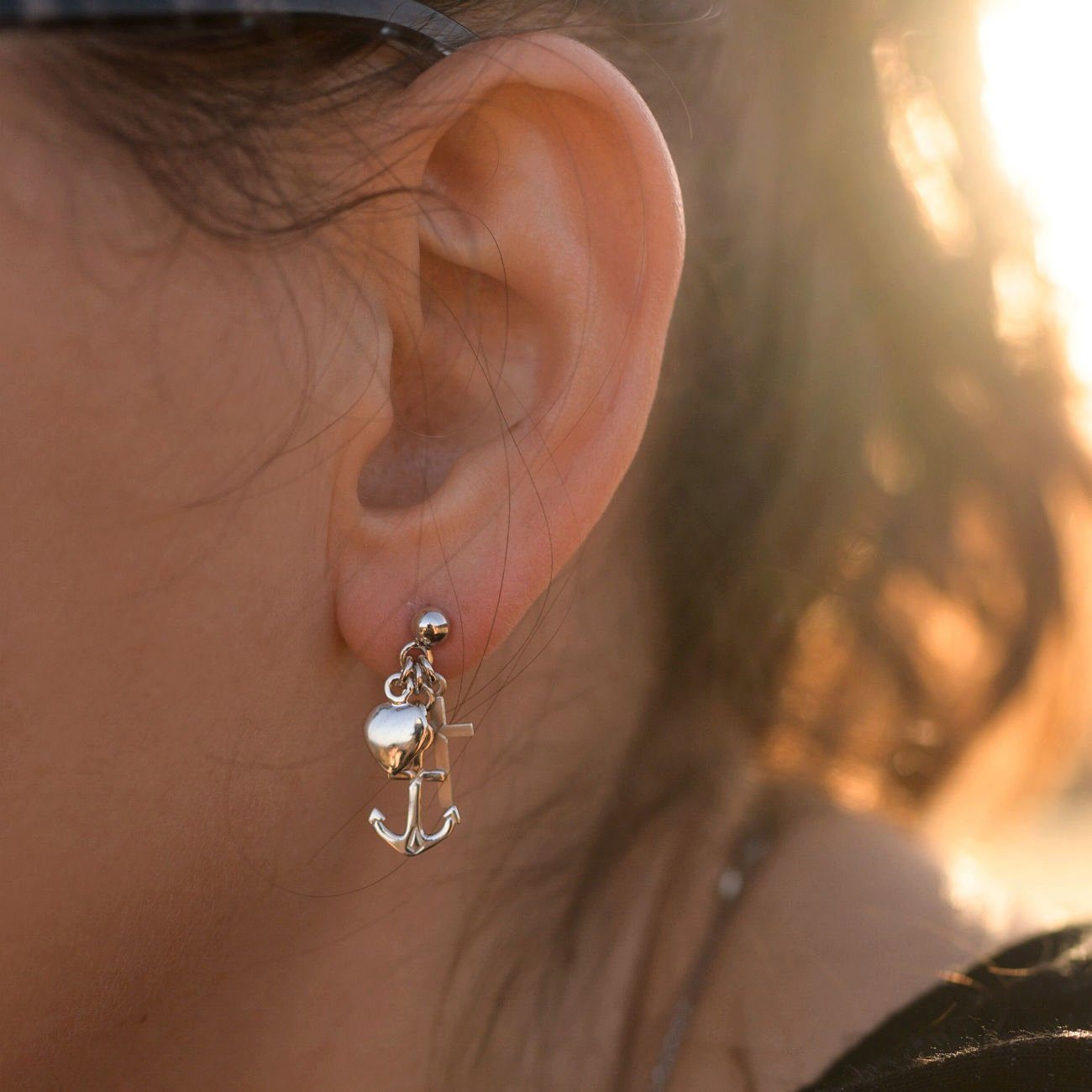 Materia Paar Ohrstecker Damen Silber " Glaube Liebe Hoffnung " SO-251, 925 günstig online kaufen